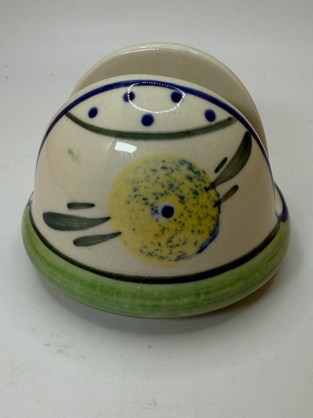 Polish Pottery Napkin Holder Lemon Swirl Pattern Boleslawiec Poland